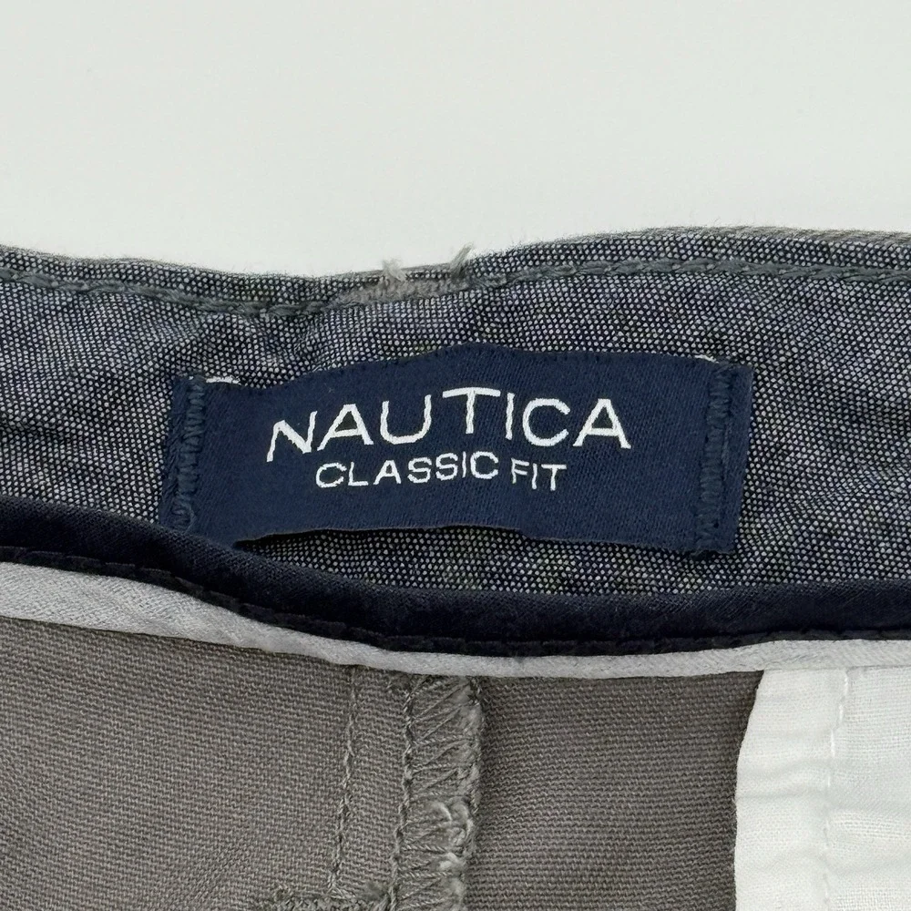 Nautica Men's Flex Classic Fit Pants Wrinkle‎ Resistant Chino 33x32 Olive